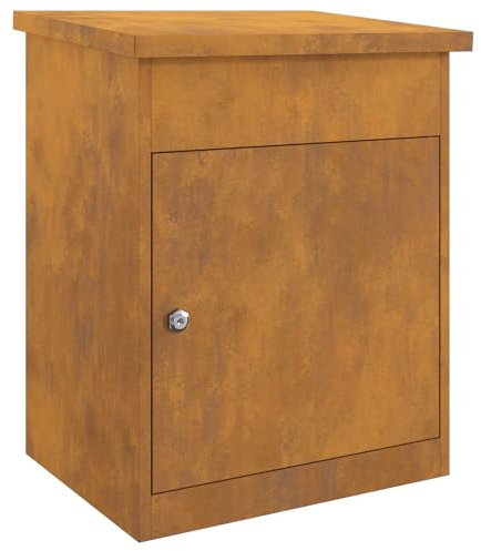 vidaXL Paketbriefkasten aus Stahl mit Rostschutz, 44 x 35 x 59 cm, sicherer Ort für deine Post, wetterfest, mit mattierter Oberfläche, abschließbare schwarze Tür mit Drehschloss