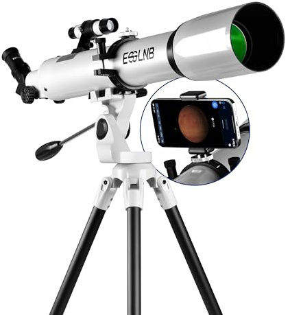 ESSLNB Teleskop für Erwachsene Astronomie, 80 mm Blende, 700 mm Refraktor-Teleskope für Anfänger, professionelles Hochübertragungs-Reiseteleskop mit Sternenbeobachtungs-App-Telefonadapter