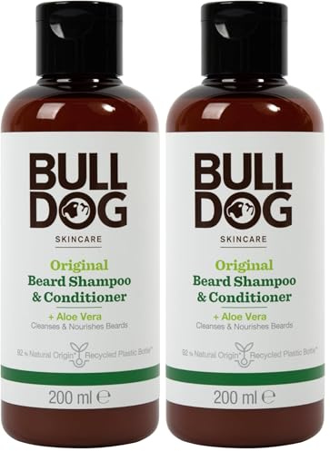 Bulldog - Champú y acondicionador para barba 2 en 1, 200 ml (Paquete de 2)