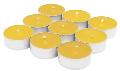 Bienenwachs Teelichter 9er Set aus 100% Natürliches Bienenwachs, Handgefertigt mit Baumwolldocht, Warme Honigfarbe & Dezenter Duft, Nachhaltige Geschenkidee im Karton mit Fenster