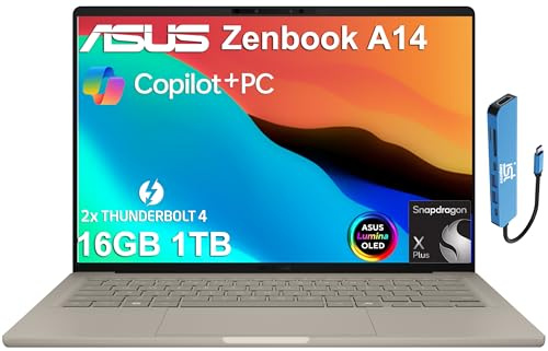ASUS Zenbook 14 AI Business Ordinateur portable (14 po FHD+ OLED, Snapdragon X Plus (>Intel i7-1355U), 16 Go 8533MT/s, SSD 1 To), Copilot+ PC, concentrateur IST, webcam infrarouge, batterie 32 heures