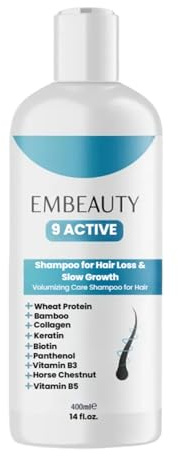 EMBEAUTY Kollagen & Keratin Shampoo gegen Haarausfall – Pflegeshampoo für Haarwachstum, Volumen & Stärkung, für normales & feines Haar, 400 ml