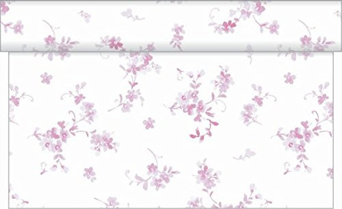Sovie HOME Tischläufer Bonnie, Beere, Linclass® Airlaid, 40cm x 4,80m, 1 Stück, perforiert alle 30cm, zartes Blütendesign, Ideal für Hochzeiten, Jubiläen, Sommerfeste