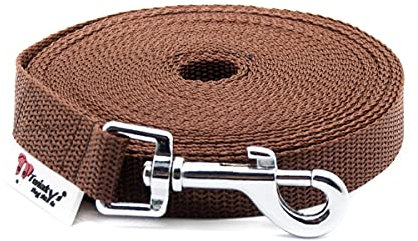 Twinkys Dog Style Hundeleine Schleppleine MIT Handschlaufe Braun 5 Meter 15 mm breit für Hunde bis 15 kg Made in Germany