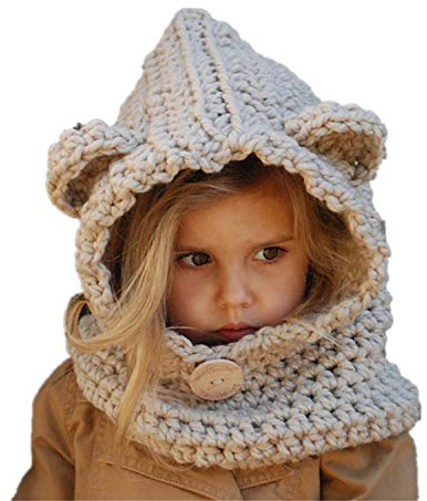 Warme Baby Mütze Schal Set, DOTBUY Kleinkind Kinder Hüte Junge Mädchen Gestrickte Häkeln Beanie Winter Slouch Beanie Kinder Unisex Gefüttert Strickmütze Wintermütze (beige)