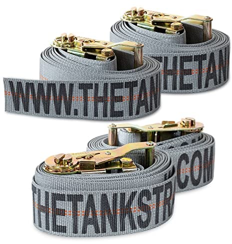 Tank Straps Motorrad-Spanngurte (4 Stück) – 4,5 kg Gurtband, Bruchfestigkeit, 5,1 x 3 m, super strapazierfähig, endlose Spanngurte mit Ratschenriemen, 4 Stück