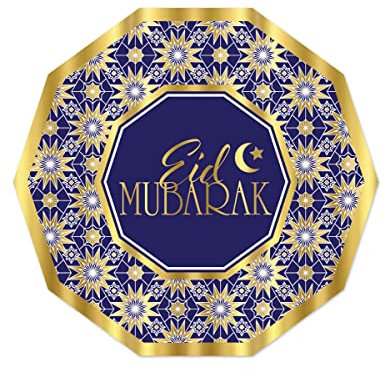 Générique - 8 Eid Mubarak Paper Plates 23 cm Blue and Gold