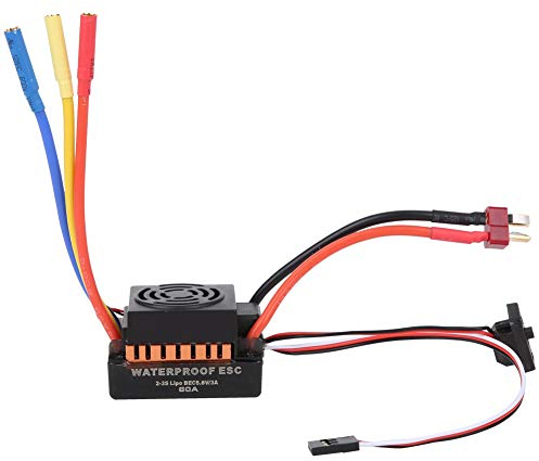 VGEBY Elektronischer Geschwindigkeitsregler, sensorlose elektronische Geschwindigkeitsregelung ESC RC Autozubehör(Orange)