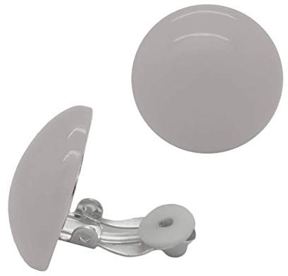 Soul-Cats 1 Paar Ohrclips Ohrringe Clips Plastik viele Farben Pastell, Farbe: grau