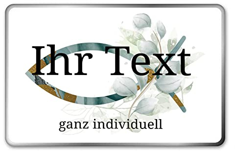 Geschenkbox Fisch Aquarell, Kommunion & Taufe, personalisiert, Grün | Kommunion-Geschenkbox mit Aquarell-Fisch und Wunschname – Dose zur Taufe, Konfirmation und Firmung in Grün