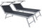 Set Da Due Lettini Prendisole Professionale Pieghevole In Alluminio Tettino Parasole Tettuccio Orientabile Sdraio Lettino Prendi Sole 182 x 60 x 38 cm Mare Spiaggia Piscina Giardino (Grigio scuro)