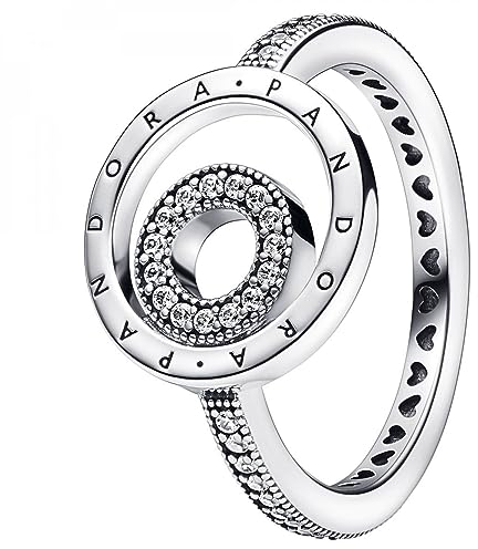 PANDORA Signature Logo Kreise Pavé-Ring in der Farbe Silber aus Sterling-Silber mit Cubic Zirkonia - Größe: 56, 192316C01-56