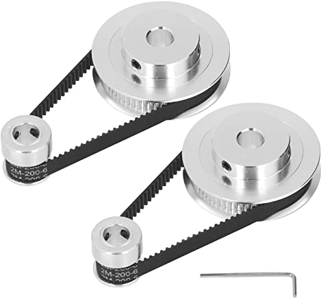 2er-Pack Synchronrad – 20T 60T Elastischer Geschlossener Zahnriemen, Steuerriemenscheibe aus Aluminiumlegierung, 200mm Länge, 6mm Breite(8mm/0.31in Bohrung)