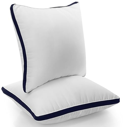 Utopia Bedding Kopfkissen (2er Set), 65 x 65 cm Schlafkissen, Gebürsteter Stoff Bezug Bettkissen, Premium Qualität Weich et Atmungsaktiv Kissen (Marineblau)