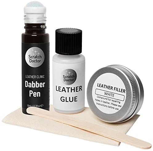 Scratch Doctor Compact Leather Repair Kit Patch, Fill, Glue & Recolour Scratches, Tears, Holes in Leather Furniture, Sofas, Car Seats (Dark Brown)