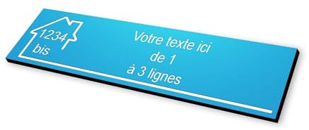 Plaque gravée motif MAISON pour Boite aux Lettres autocollante 10x2,5cm STANDARD personnalisable - 1 à 3 lignes sans frais supplémentaires + Numéro - bleu clair