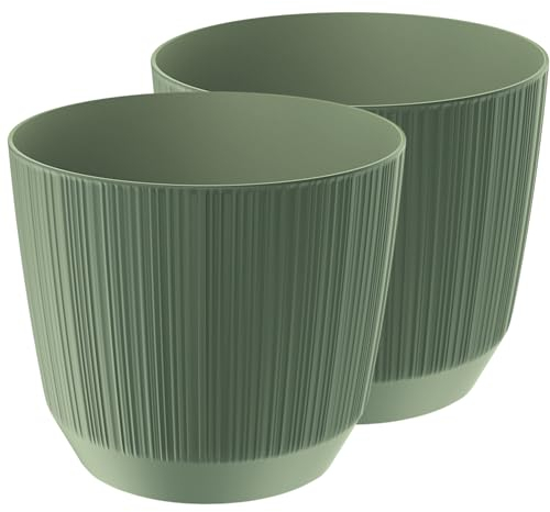 Zero Home - Blumentöpfe I 2 Stück Blumenübertopf Set I Classic Design I Aus Haltbarem Material I Keine Abflusslöcher I Hergestellt in EU I Premium Qualität I GRÜN Matte - ⌀ 17 cm