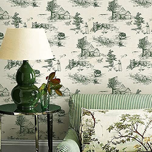 ZWEBY Papier peint vert à décoller et à coller, papier contact mural paysage monochrome, autocollants de décoration pour meubles, 15.7 x 98.4.