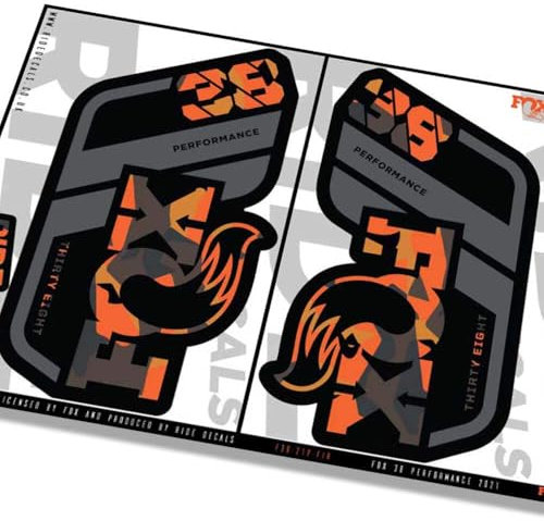 Fox 38 Performance 2021 Autocollants fourche – Camouflage de feu – Licence par Fox Mat
