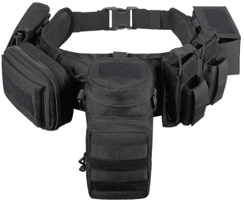 YAKEDA 5 in 1 taktische Duty gepolsterte Gürtel für Law Enforcement Modular Heavy Equipment Police Duty Utility Gürtel mit Taschen (Black)