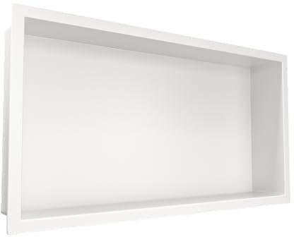 Balneo WALL-BOX ONE Nicchia per Doccia a Parete in Acciaio Inox Bianco, Impermeabile, Installazione in Nicchia Flessibile, 60x30x7cm, Bianco, Nicchia per Utensili da Bagno, Senza Piastrelle