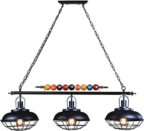 Moderne Hänge Pendelleuchten 3 Lichter Industrie Pendelleuchte V-Intage Billardtisch Insel Kronleuchter Schale Käfigschirm Hängelampe mit Billardkugel Dekoration for Spielzimmer Wohnzimmer Beleuchtung