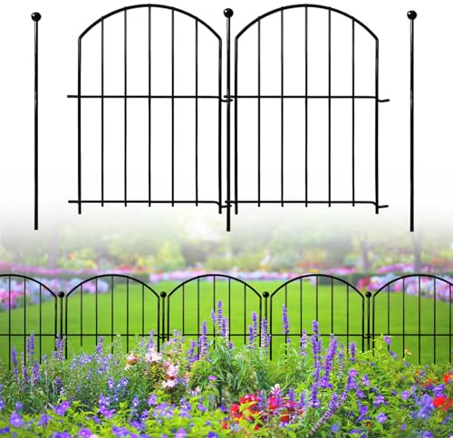 Dekorativer Gartenzaun, 43,2 cm x 4,7 m, 18 Stück, rostfreies Metall, kein Graben, Tierbarriere für Hunde, gewölbte Beeteinfassung, dekorative Drahtrand, Zaun, für Hof, Terrasse, Outdoor-Dekoration