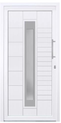 HORI Haustür Kunststoff, aluminium, Komplettset konfigurieren, Hauseingangstür Modern - Farbe: weiß - DIN rechts - Modell: Stripe - 210 x 110 cm