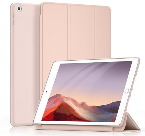 Coque pour iPad 9ème 2021/8ème 2020/7ème 2019,iPad 10,2 Pouces,Housse Étui avec Veille/Réveil Automatique pour iPad 9/8/7 (Rose)