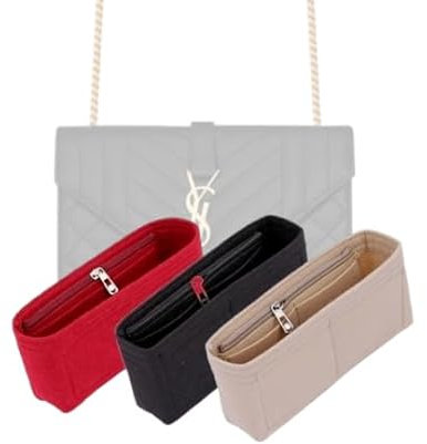 LinerLink Taschen-Organizer für YSL-Umschläge, kleine Tasche (21 x 13 x 6 cm (L x H x T), handgefertigter Taschen-Organizer, individueller Tascheneinsatz, 2 mm Filztascheneinsatz,