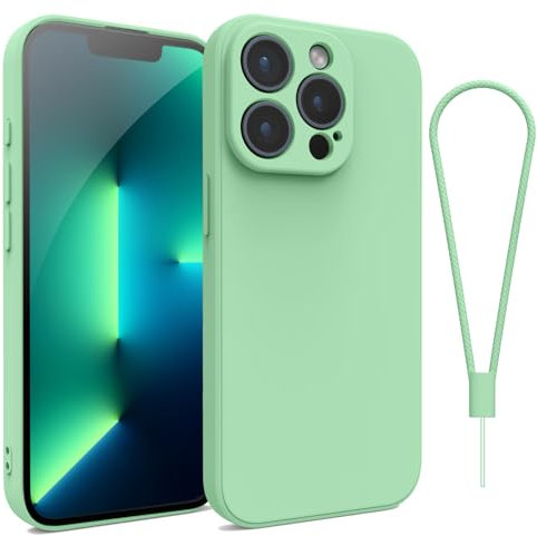 Andwing For iPhone 13 Pro Case Silicone Case Soft Ultra Slim Protective Shockproof Silicone Case Scratch-Resistant Microfiber Lining, 6.1 Light Green