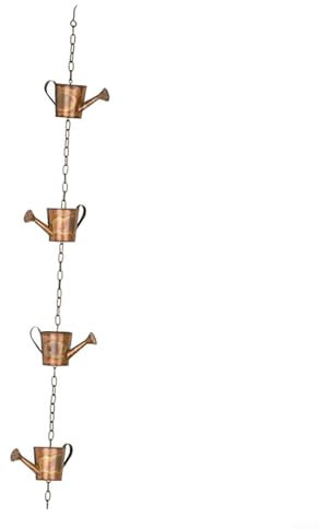 HEIBTENY Rain Chain, Rain Chain for Gutters, Regenablaufkette,Dachrinnenkette Regenablauf Regen Fallrohr Regenrinne Kette Regenwasserkette, Regenwasser-Umlenker, Regenketten für Fallrohre(Kettle)