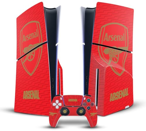 Head Case Designs Offizielle Arsenal FC Rot und Gold Wappen Logos Vinyl Haut Gaming Aufkleber kompatibel mit Sony PlayStation 5 PS5 Slim Disc Edition Console & DualSense Controller