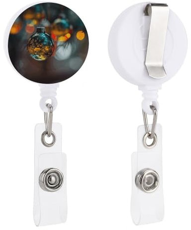 Enrouleur de badge rétractable avec clip pour décoration de sapin de Noël, porte-nom, porte-carte d'identité, pour employés de bureau, médecins, infirmières