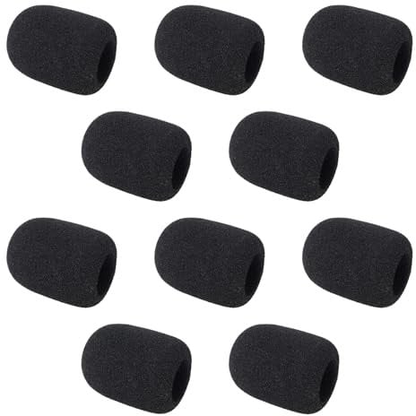 10Pcs Headset Microphone Covers Foam, Windscreens Sponge Foam Covers Microphone Wind Shield Protection Small Microphone Filter Mini Noise Reduction Lapel Headset Sponge for Handheld Mics 30 x 22 x 8mm