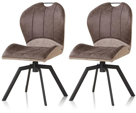 KHG 2er Set Esszimmerstühle drehbar Dunkelgrau, Mikrofaser in Wildlederoptik, Drehstuhl, Küchenstuhl, Polsterstuhl, Wohnzimmerstuhl, Design Stuhl Gestell aus Metall