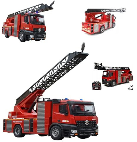 COIL Voiture RC Pompier RC Télécommandée Camion de Pompier Modèle 1561 1:14 Fréquence 2,4 GHz LED Son Canaux de Contrôle 22 Canaux Rouge