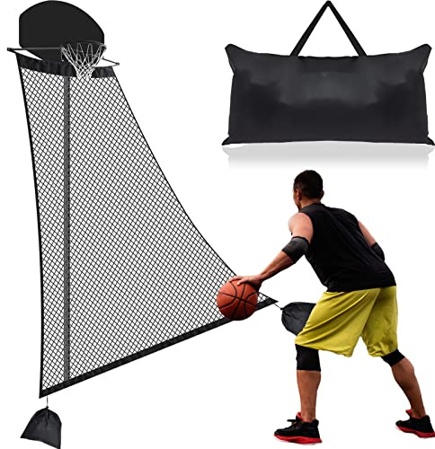 WinnerWhy Basketball Rebounder 120 x 108 x 60 Inch Heavy Duty Basketball Return System Basketball Return Attachment for Hoops Black Training Basketball Rebounder Net for Shooting Practice Hoop Outdoor