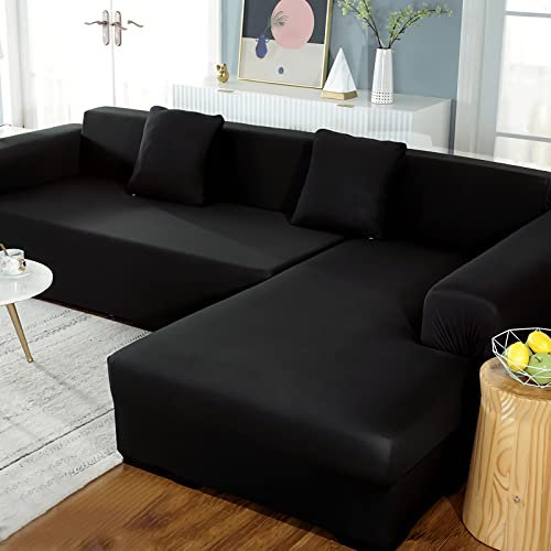 Hochdehnbare Sofabezüge für 5-Sitzer, L-Form, Eckcouch, Spandex-Schonbezug mit elastischen Bändern, tierfreundlicher Möbelschutz
