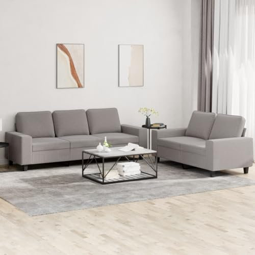 2-TLG. Sofagarnitur Taupe Stoff,Gemütliche Couchgarnitur aus Polyester für das Wohnzimmer 2er und 3er Sofa im Set Wohnzimmer, Sofas