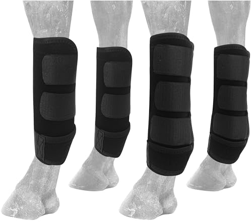 4 Botas de Pata de Caballo, envuelven Las Patas Delanteras y traseras, protección de Engranajes de protección y Apoyo para Patas de Caballo, Accesorios de Neopreno para Montar