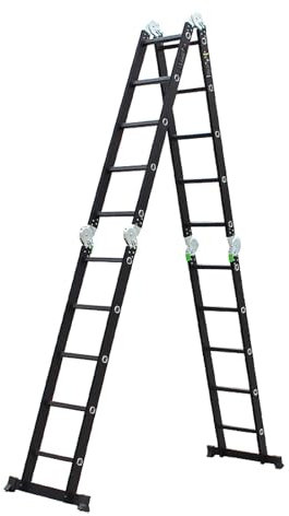 Aluleiter Klappbar Tragbare Dachbodentreppe, Schwarze Leiter Im Industriestil, Robuste Notausstiegsleiter für Fenster Brunnen, für Den Innen- und Außenbereich(270 * 60cm/106 * 23.6in)
