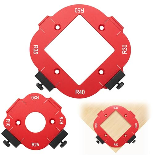 Xuhal Set di 2 modelli di router in lega per la lavorazione del legno Router Angolo Raggio Modello Rapido Arrotondato Angolo Jigs R10/R15/R20/R25/R30/R35/R40/R50 con Tavolo Clip Rimovibile Arco Taglio