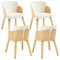 chairus Chaises de Salle à Manger Lot de 4 Chaise de Cuisine avec Pied Bois Chaise en Velours pour Salle à Manger/Restaurant/Salon, Beige-4