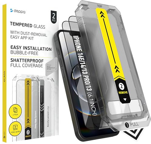 Deppa | 2 Piezas | Para iPhone 16e/iPhone 14/13Pro/13 (6.1) Protector de Pantalla con Kit de Instalación Inteligente | Anti-Polvo y Sin Burbujas| Cobertura Completa | Ultra Transparente