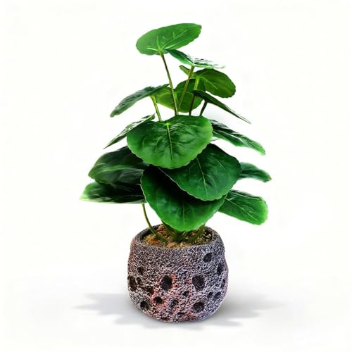 mawmuaw Artificial Plants in Stone Pots 30 cm Fake Plants Basella Artificial Faux Plant Green for Indoor Outdoor Home Office Balcony Room Bathroom Desk Coffee Table Windowsill Decoration
