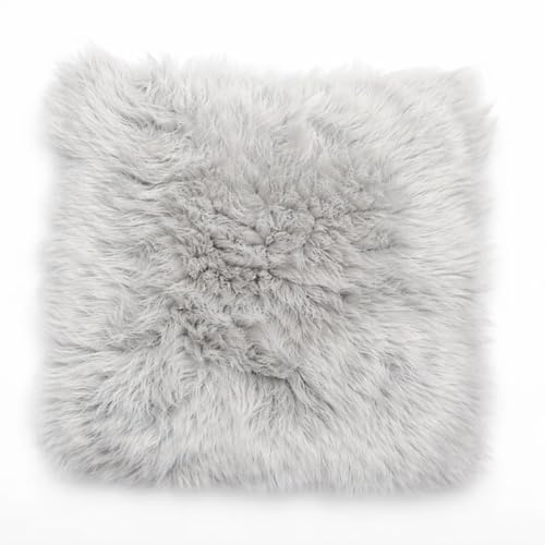 Vegane Fell Sitzauflagen 40x40 cm – Weich, Waschbar, Kissen (Hellgrau)