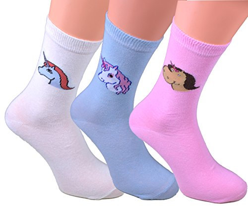 3 Damen Einhorn Socken Gr. 39-42