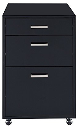 Major-Q Moderner Aktenschrank, Hochglanz, Chrom, Schwarz
