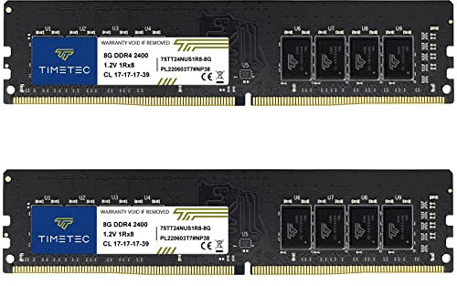 Timetec Hynix IC 16GB Kit (2x8GB) DDR4 2400MHz PC4-19200 Unbuffered Non-ECC 1.2V CL17 1Rx8 Single Rank 288 Pin UDIMM Desktop Memory RAM Module Upgrade (Single Rank 16GB Kit (2x8GB))